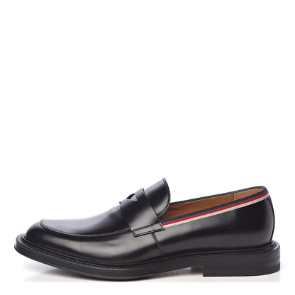 Gucci Calfskin Mens Web Sylvie Loafers 8 Black 1 of 11