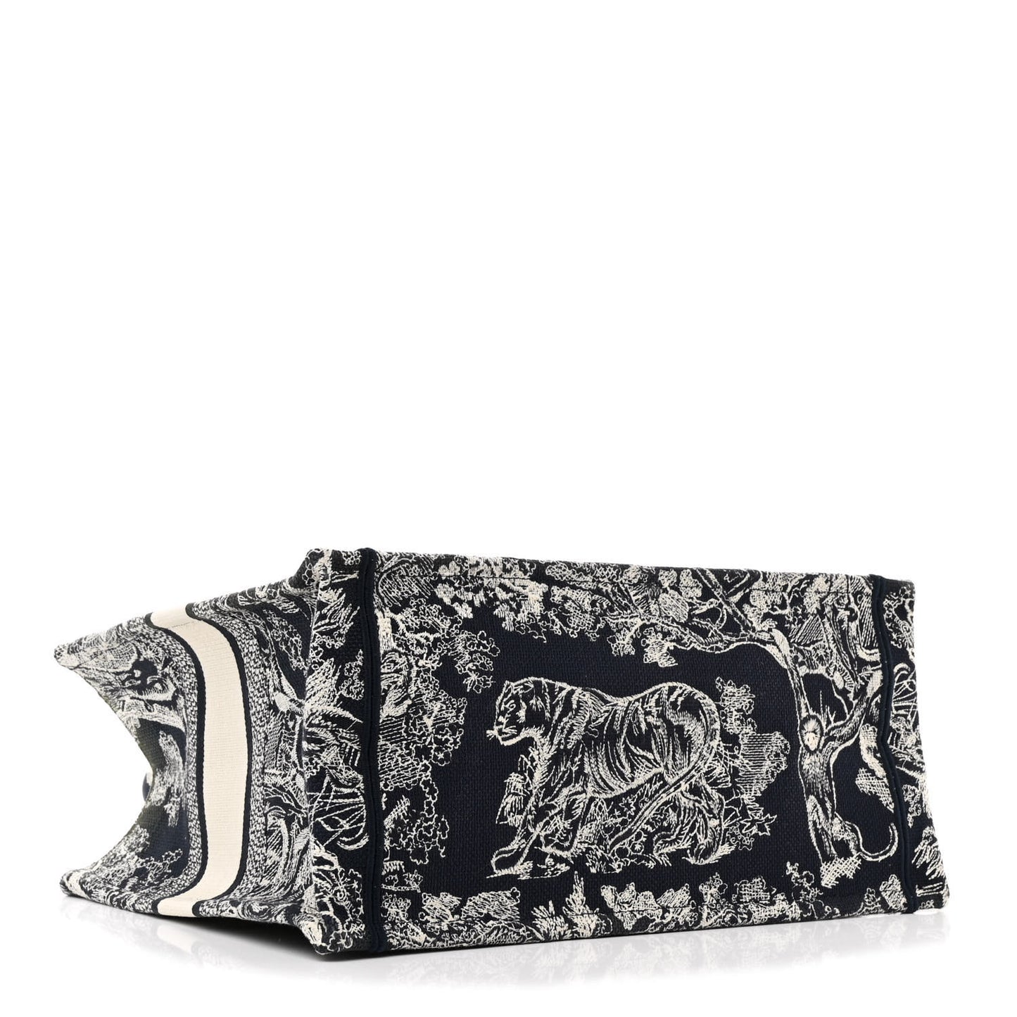 Canvas Embroidered Medium Dioriviera Toile De Jouy Reverse Book Tote Blue