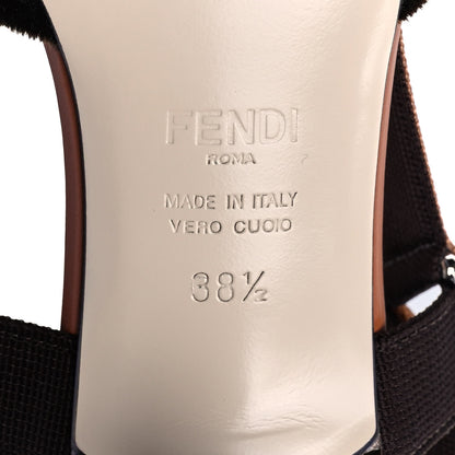 Fendi Mesh Velvet Karligraphy Colibri 55mm Slingback Pumps 38.5 Nocciola 6 of 7