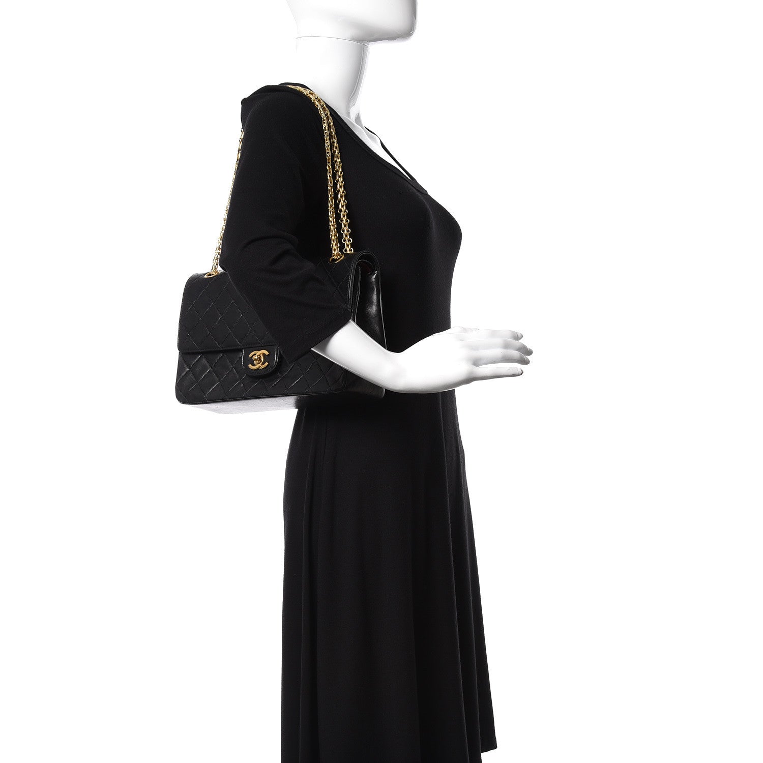 Chanel Lambskin Quilted Medium Double Flap Bijoux Chain Black 2 of 14