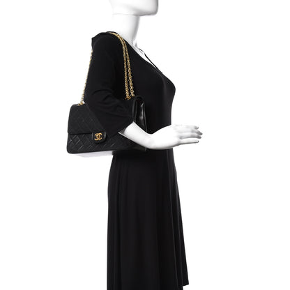 Chanel Lambskin Quilted Medium Double Flap Bijoux Chain Black 2 of 14