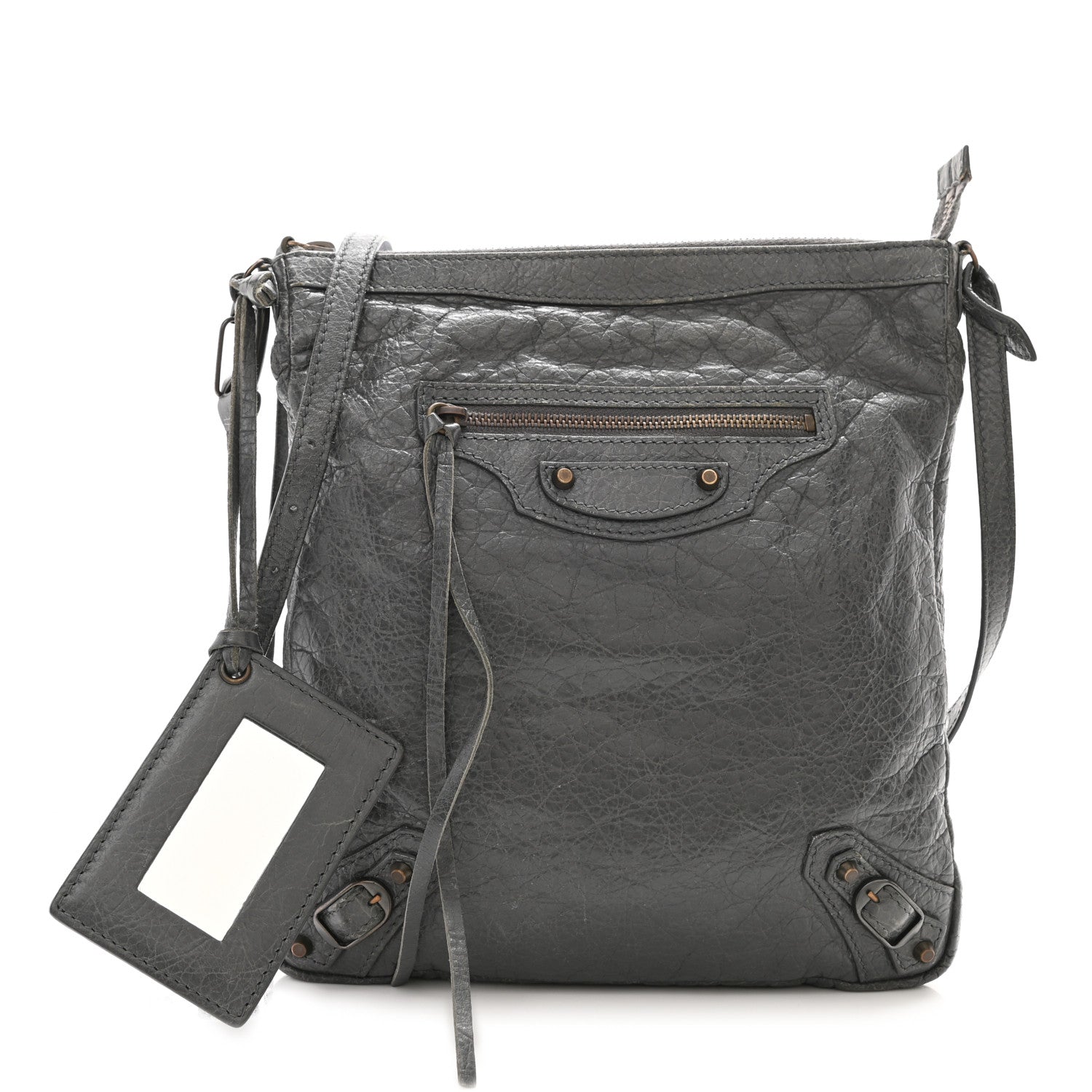 Balenciaga Agneau Classic Hardware Flat Crossbody Gris Tarmac 1 of 11