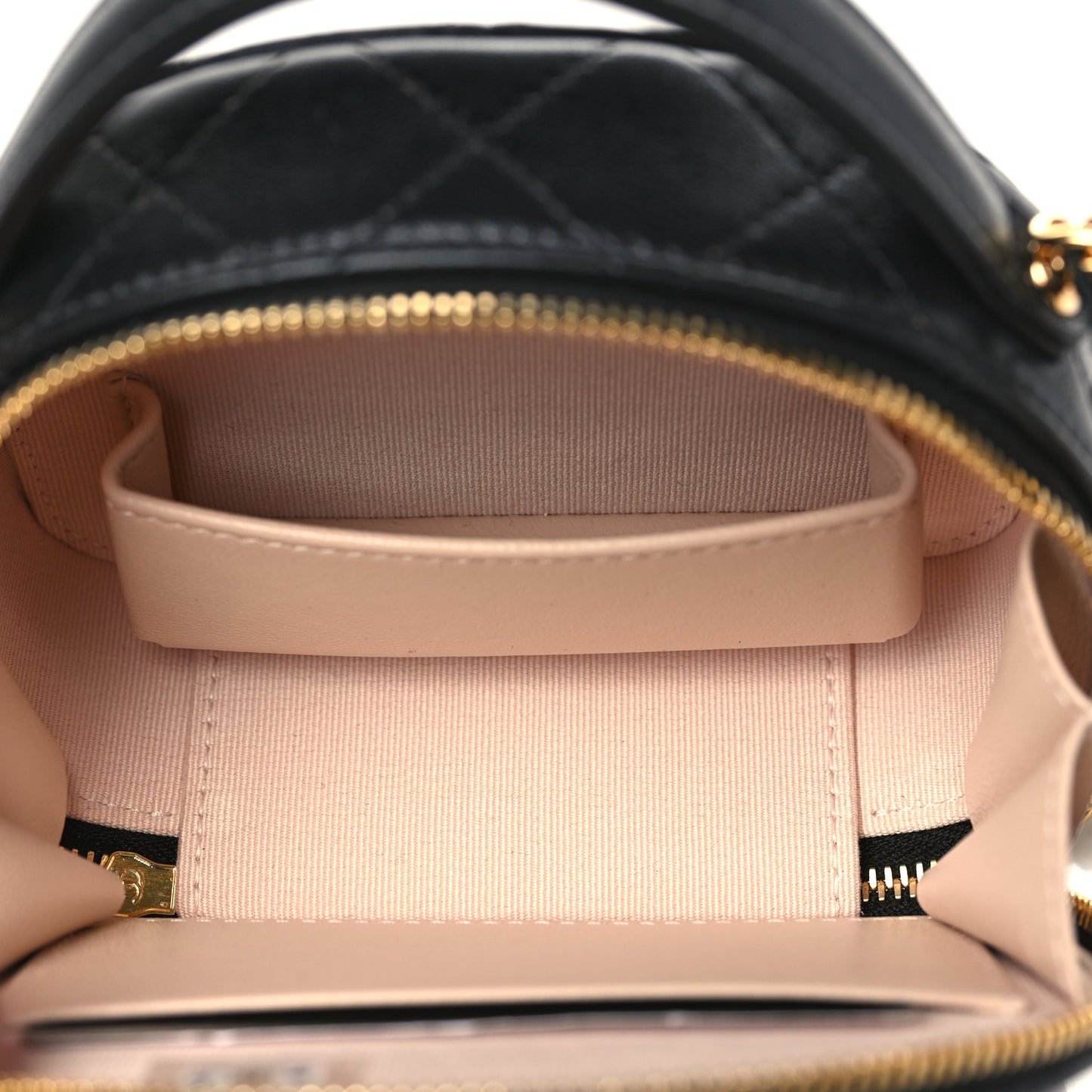Lambskin Quilted Mini Chic Riviera Top Handle Vanity Case Black
