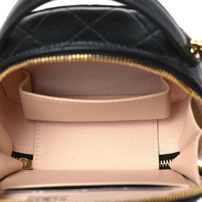 Chanel Lambskin Quilted Mini Chic Riviera Top Handle Vanity Case Black 4 of 9