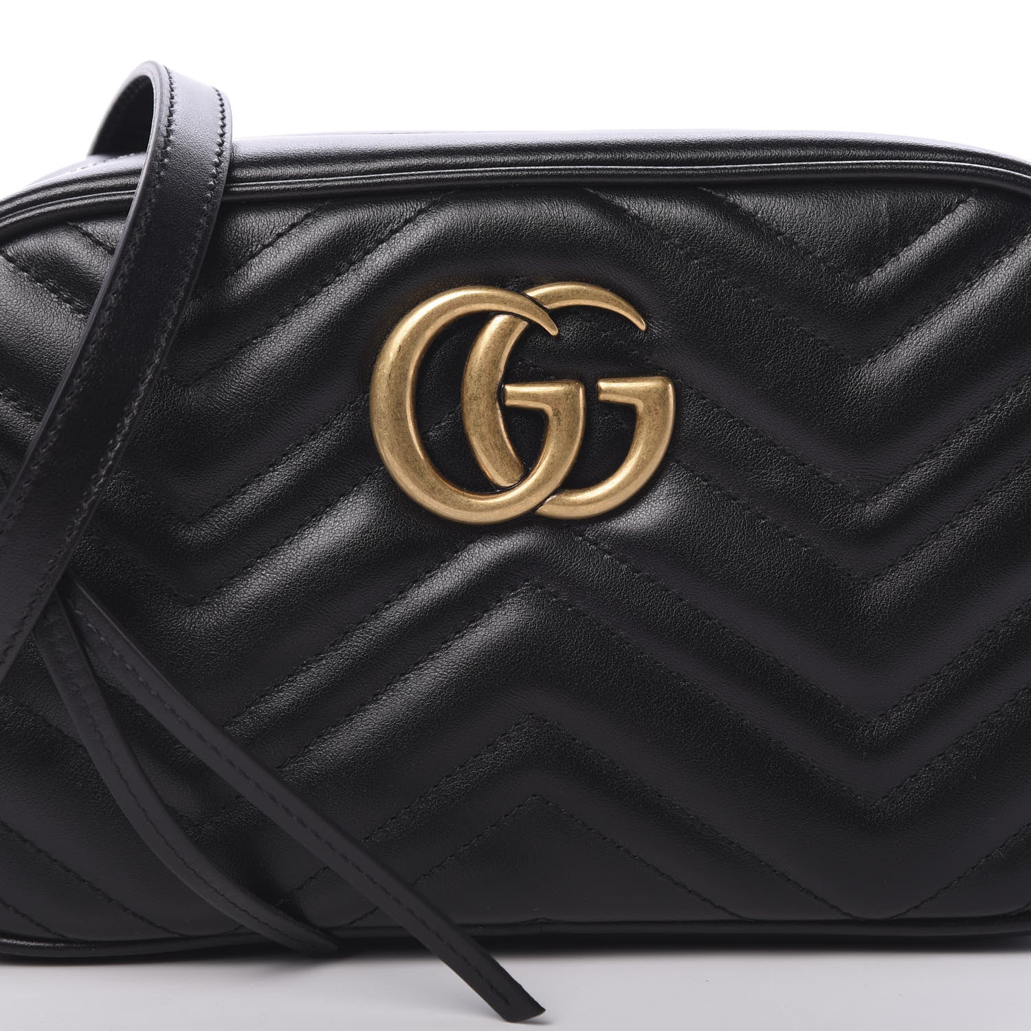 Gucci Calfskin Matelasse Small GG Marmont Chain Shoulder Bag Black 8 of 8