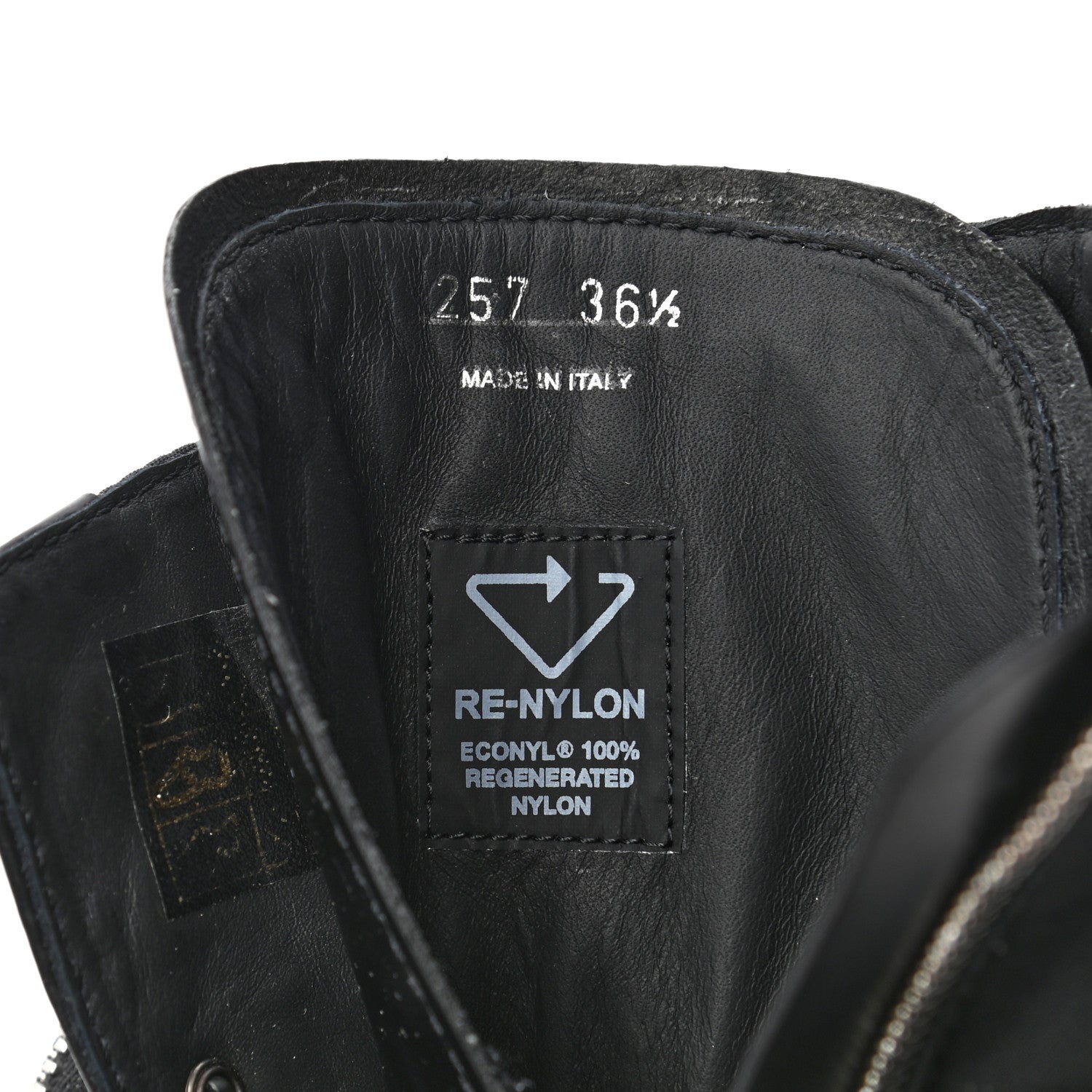 Prada Spazzolato Rois Re-Nylon Metal Triangle Logo Monolith Pouch Pocket 55mm Tall Combat Boots 36.5 Black 8 of 8