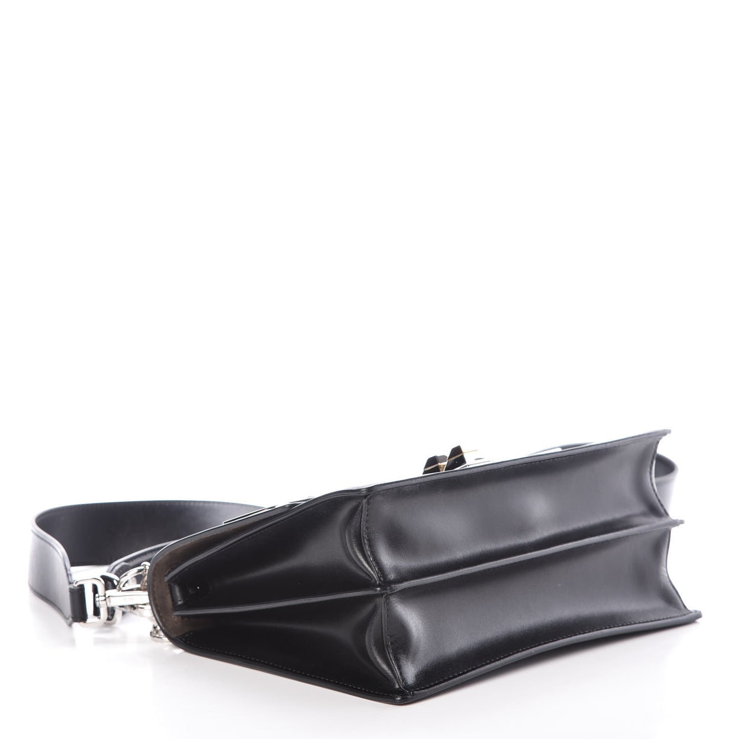 Vitello Liberty Lucido Metal Monster Eyes Studded Kan I Shoulder Bag Black