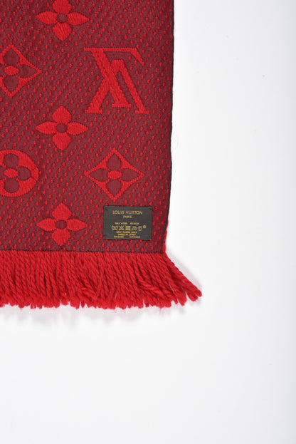 Louis Vuitton Wool Silk Logomania Scarf Rubis 7 of 8