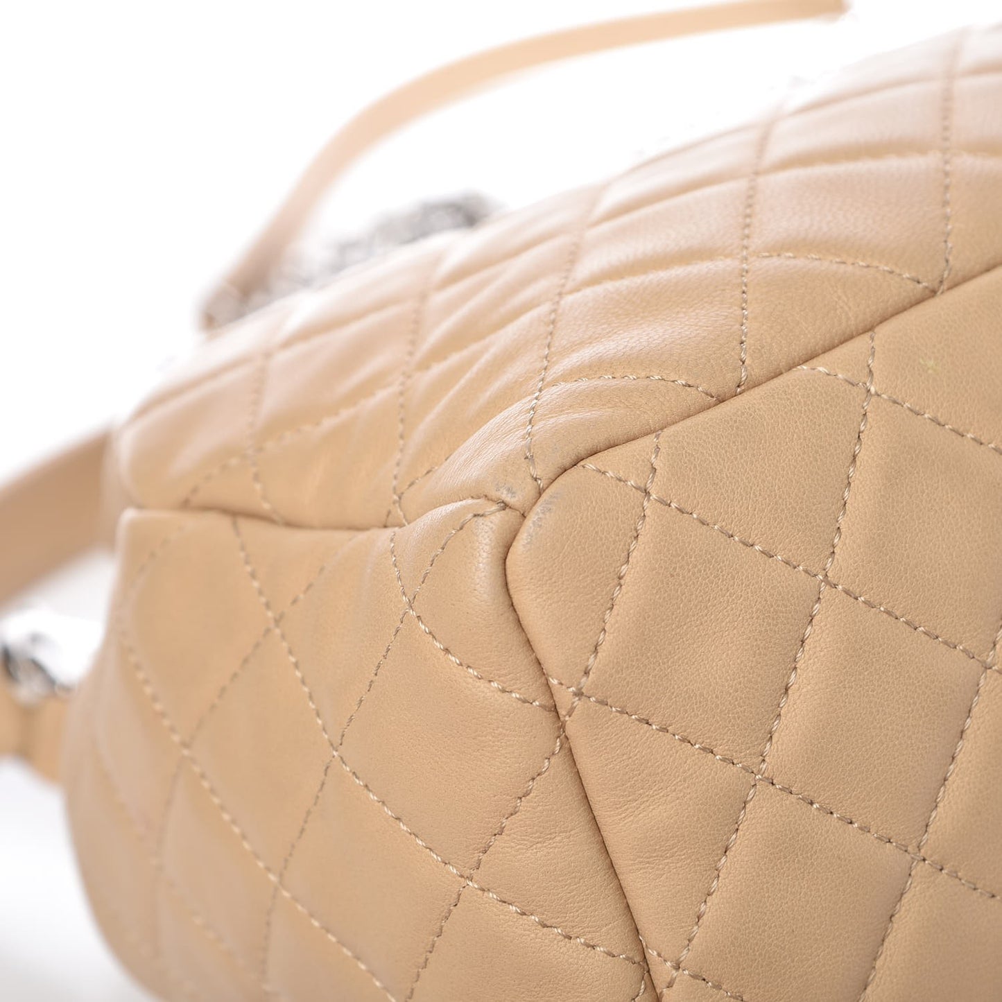 Lambskin Quilted Small CC Chain Bucket Bag Beige