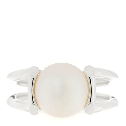 Tiffany Sterling Silver Pearl HardWear Ring 50 5.5 1 of 4