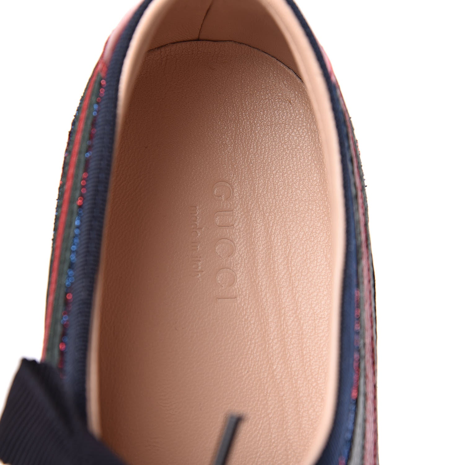 Gucci Lurex Calfskin Web GG Monogram Womens Falacer Sneakers 41 Iridescent Blue Iridescent Red Silver 5 of 10