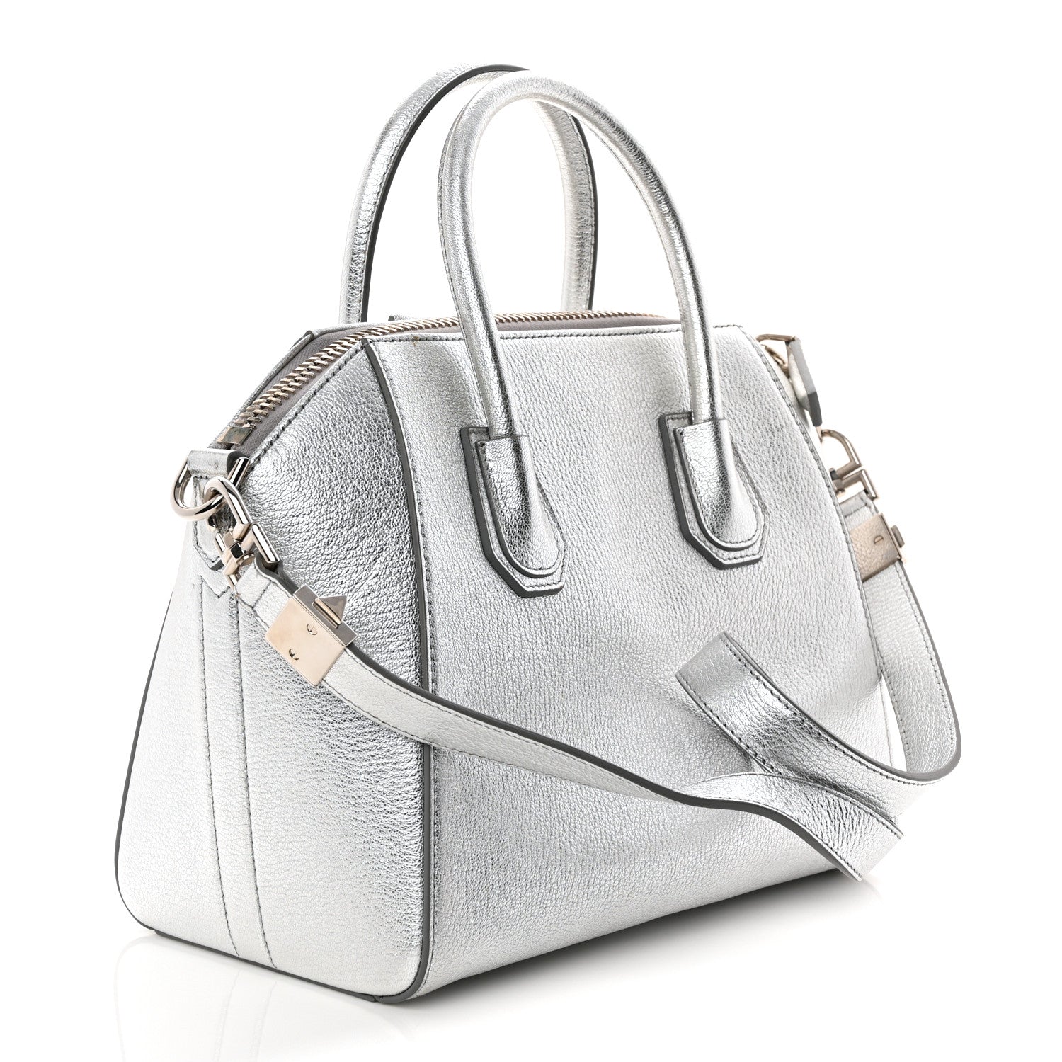 Givenchy Metallic Sugar Goatskin Small Antigona Silver 3 of 10