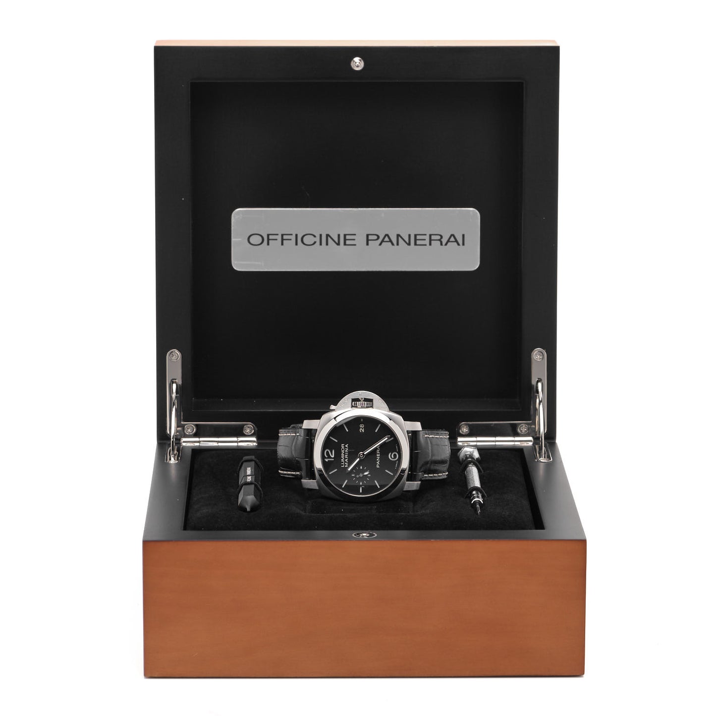 Stainless Steel Alligator 42mm Luminor 1950 3 Day Power Reserve Automatic Watch Black PAM00392