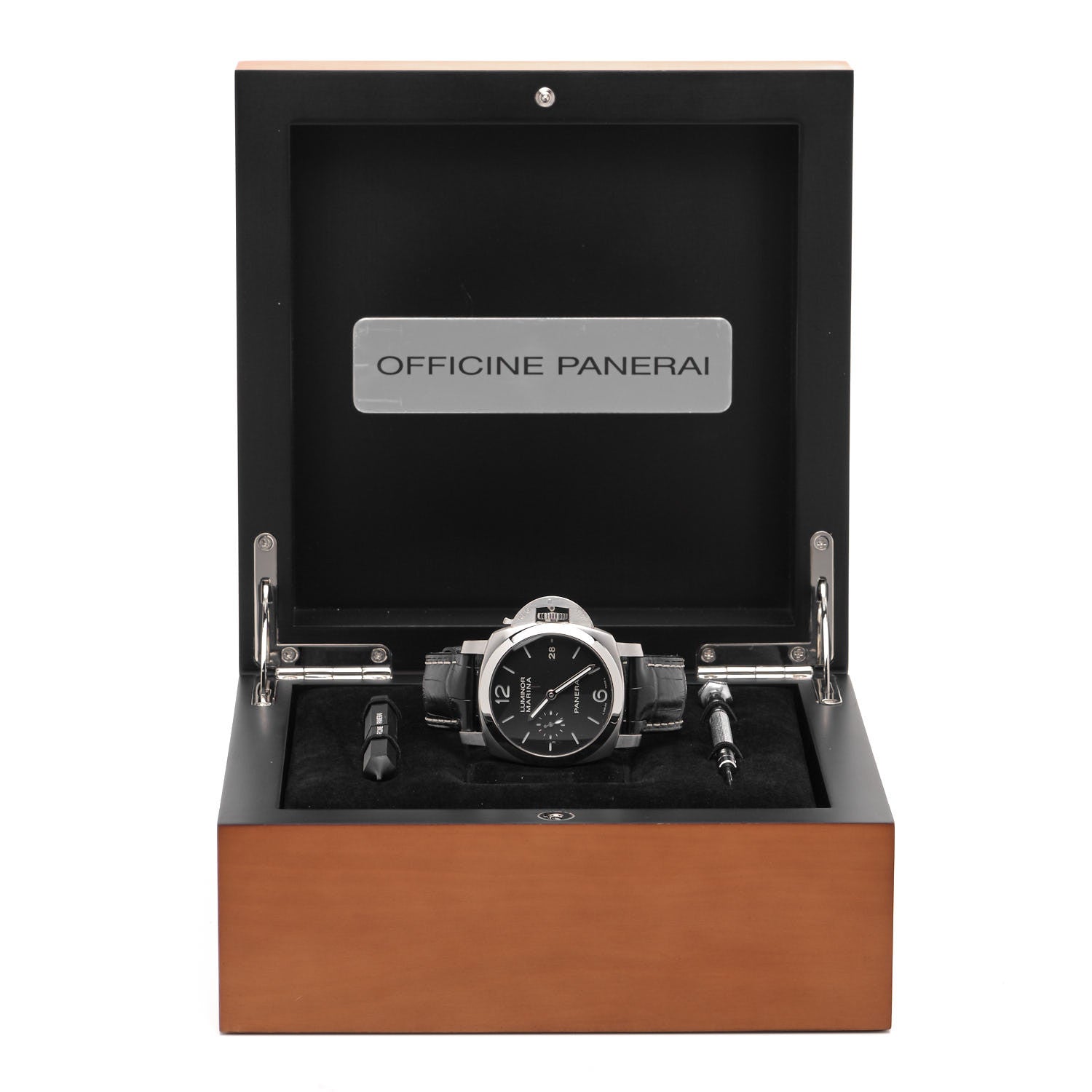 Panerai Stainless Steel Alligator 42mm Luminor 1950 3 Day Power Reserve Automatic Watch Black PAM00392 5 of 5