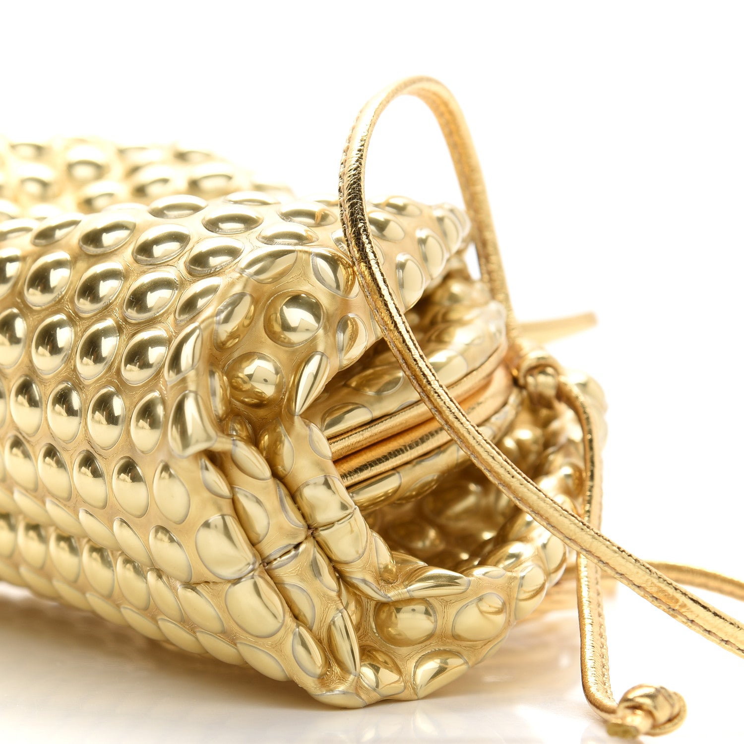 Bottega Veneta Metallic Fabric Bubble Wrap The Mini Pouch Gold 8 of 8