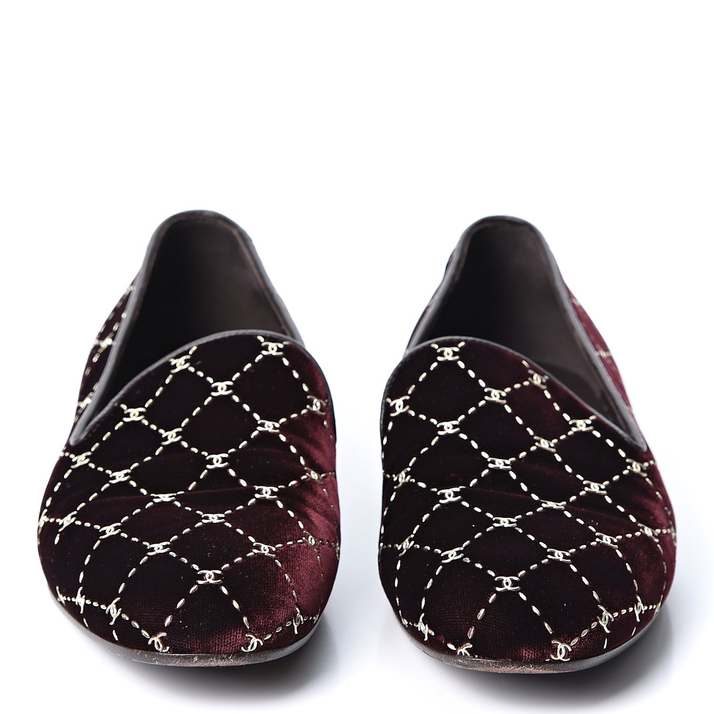 Velvet Mocassin Loafers 38 Burgundy