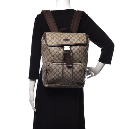 Gucci GG Supreme Monogram Medium Single Buckle Rucksack Backpack Beige Ebony Brown 2 of 11