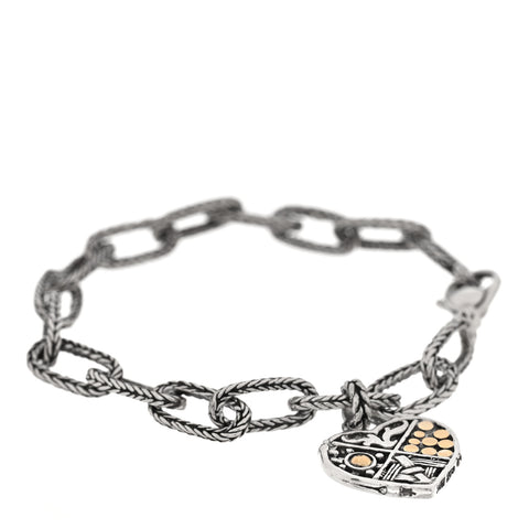 Sterling Silver 18K Yellow Gold Heart Dot Chain Bracelet
