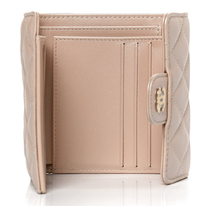 Chanel Iridescent Calfskin Quilted Compact Flap Wallet Beige 4 of 9