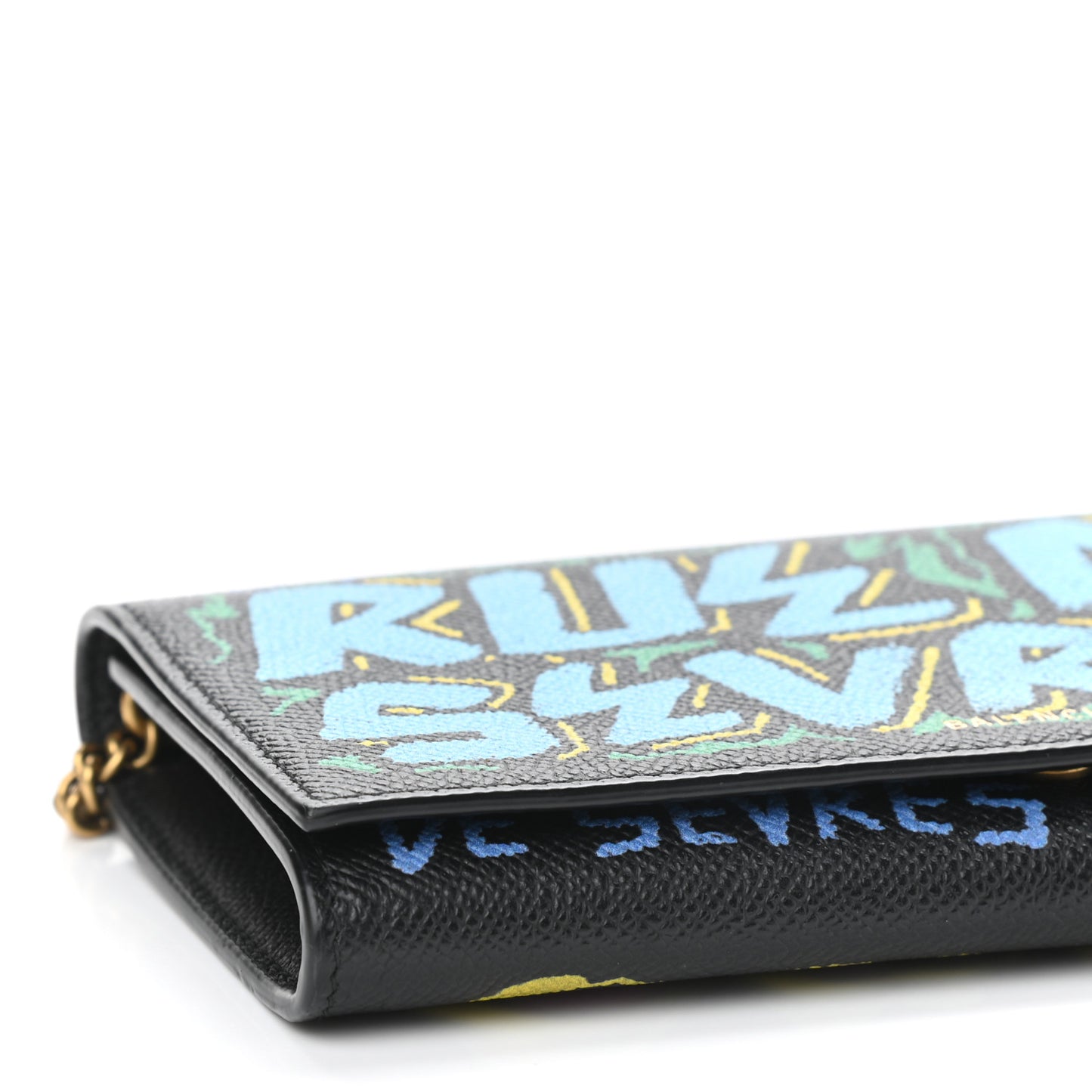 Signature Grained Calfskin Graffiti BB Chain Wallet Black Multicolor