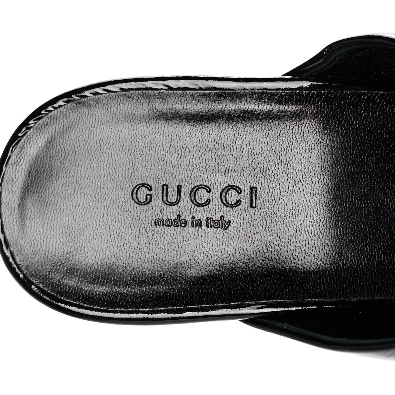 Gucci Patent Wood Platform High Heel Slides 9 Black 7 of 9