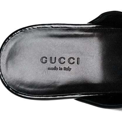 Gucci Patent Wood Platform High Heel Slides 9 Black 7 of 9