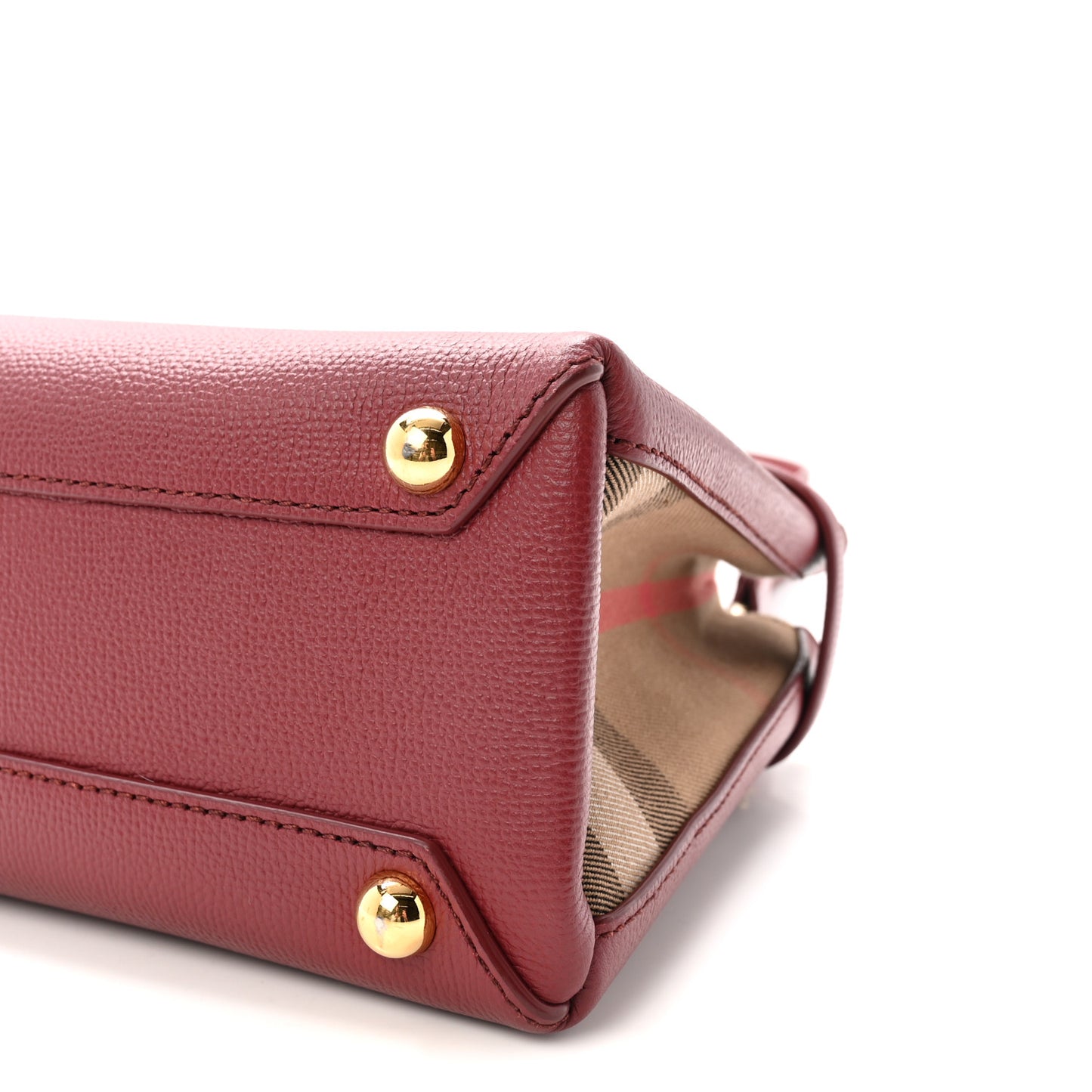 Grainy Calfskin House Check Small Banner Tote Crimson
