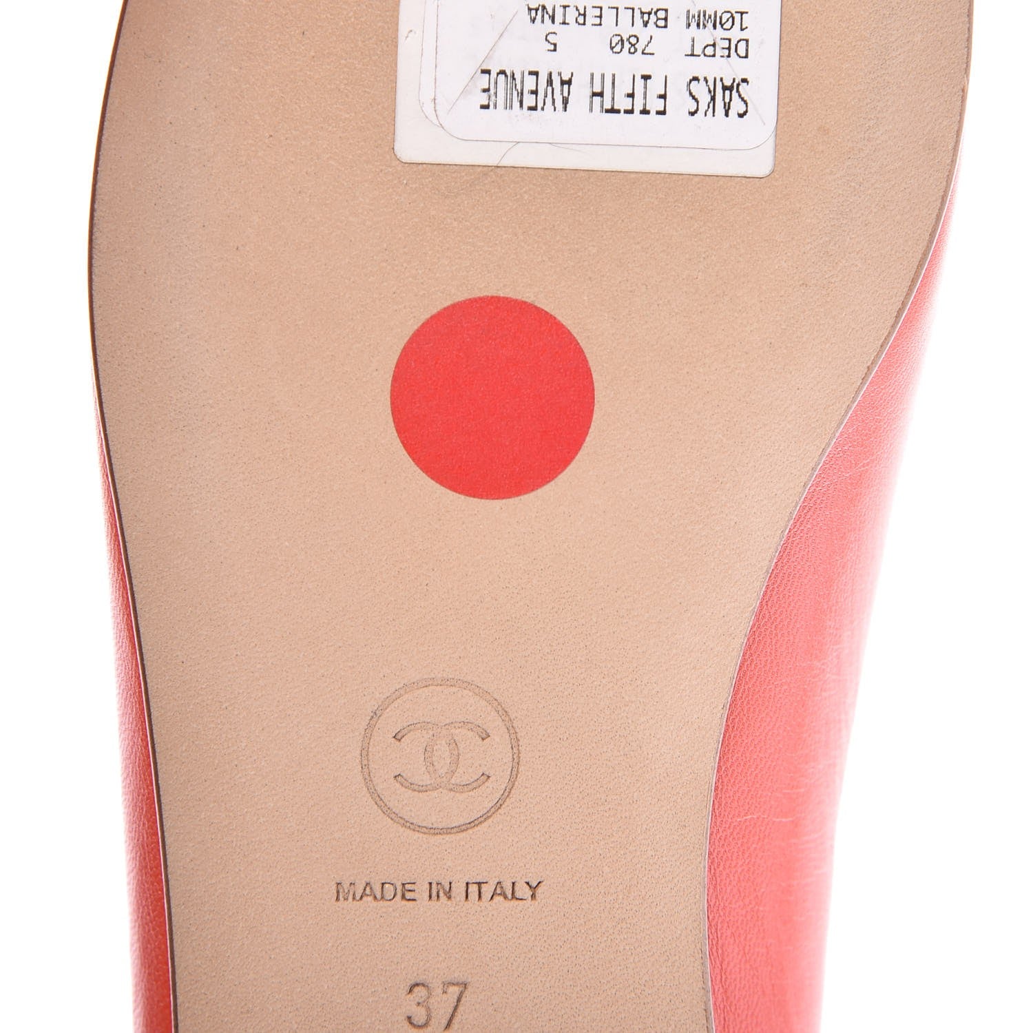 Chanel Goatskin Cap Toe CC Ballerina Flats 37 Orange 9 of 10