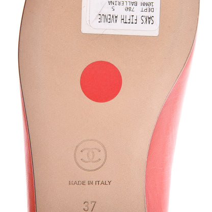 Chanel Goatskin Cap Toe CC Ballerina Flats 37 Orange 9 of 10