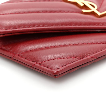 Saint Laurent Lambskin Matelasse Chevron Monogram Compact Wallet Red 10 of 11