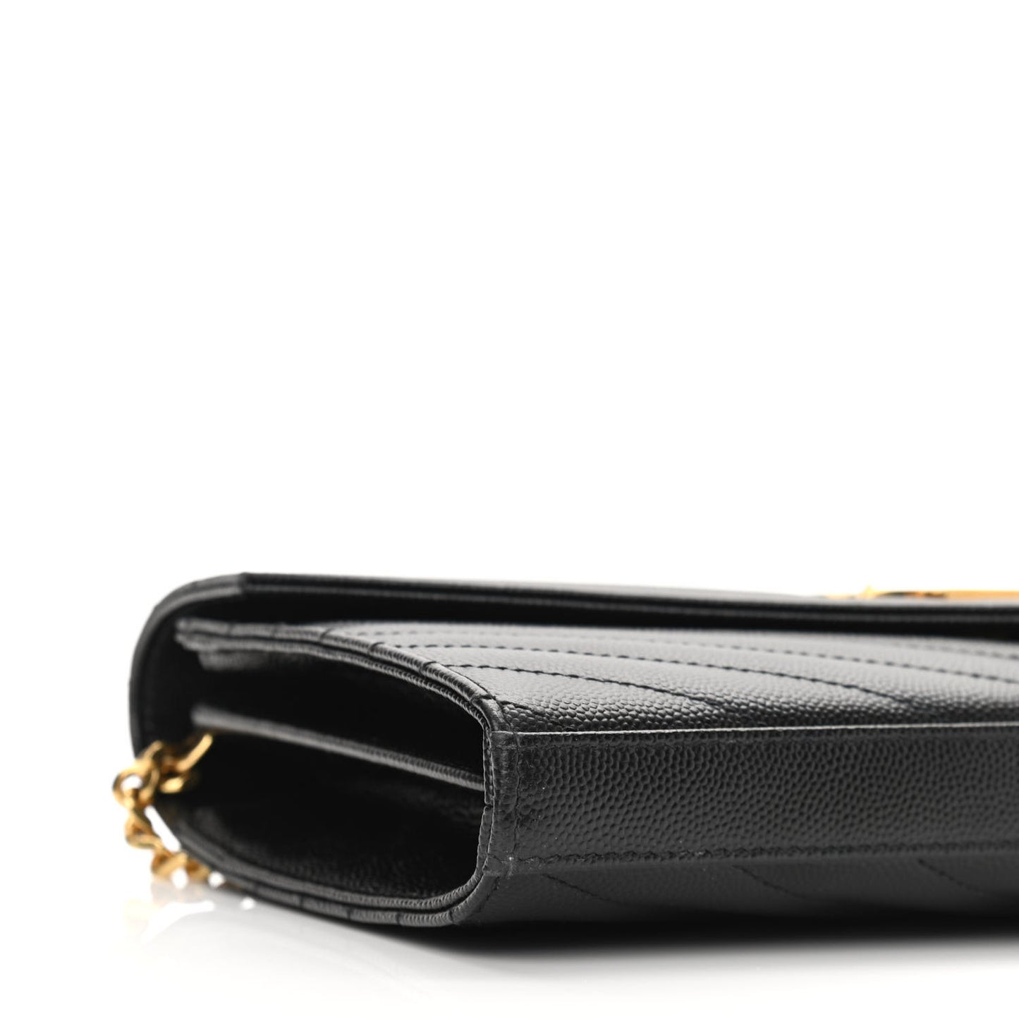 Grain De Poudre Matelasse Chevron Monogram Chain Wallet Black