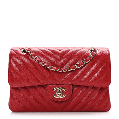 Chanel Caviar Chevron Quilted Small Double Flap Red 1 of 10