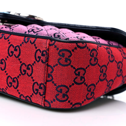 Gucci Monogram Multicolor Matelasse Diagonal Small GG Marmont Shoulder Bag Light Blue Pink Blue Green Red 9 of 10