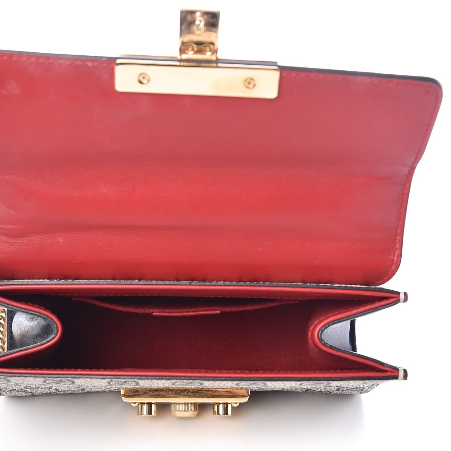 Gucci GG Supreme Monogram Moon Calfskin Small Padlock Shoulder Bag Beige Blue Hibiscus Red Mystic White 5 of 16