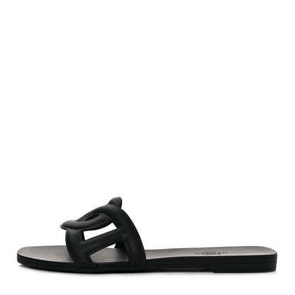 Hermes Rubber Aloha Sandals 38 Black 1 of 9