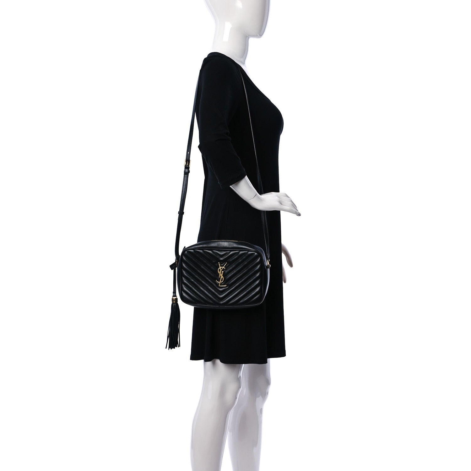 Saint Laurent Calfskin Matelasse Monogram Lou Camera Bag Black 2 of 16