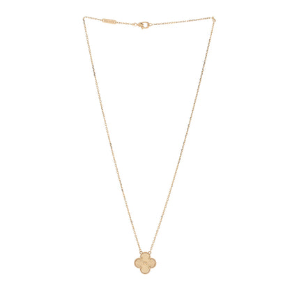 Van Cleef & Arpels 18K Yellow Gold Guilloche Vintage Alhambra Pendant Necklace 2 of 5