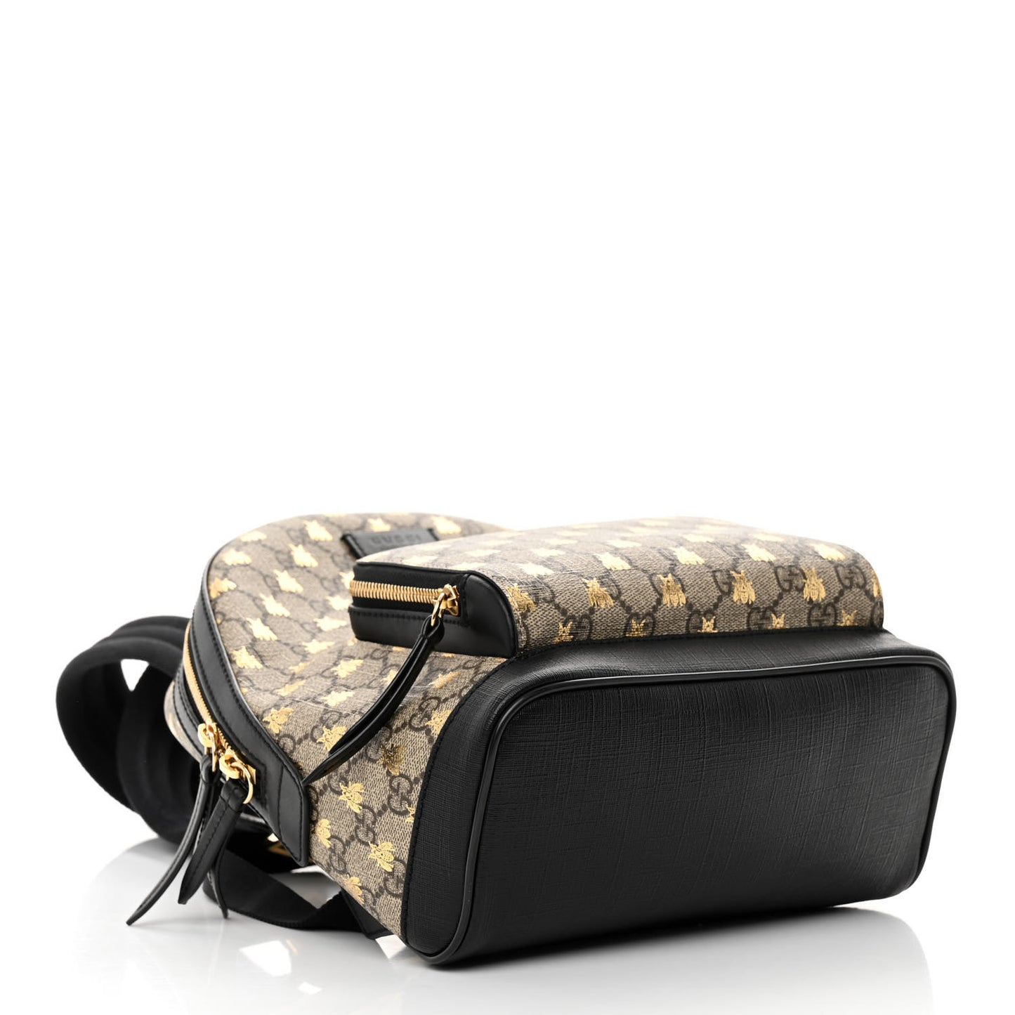 GG Supreme Monogram Bees Print Small Day Backpack Beige Oro Black