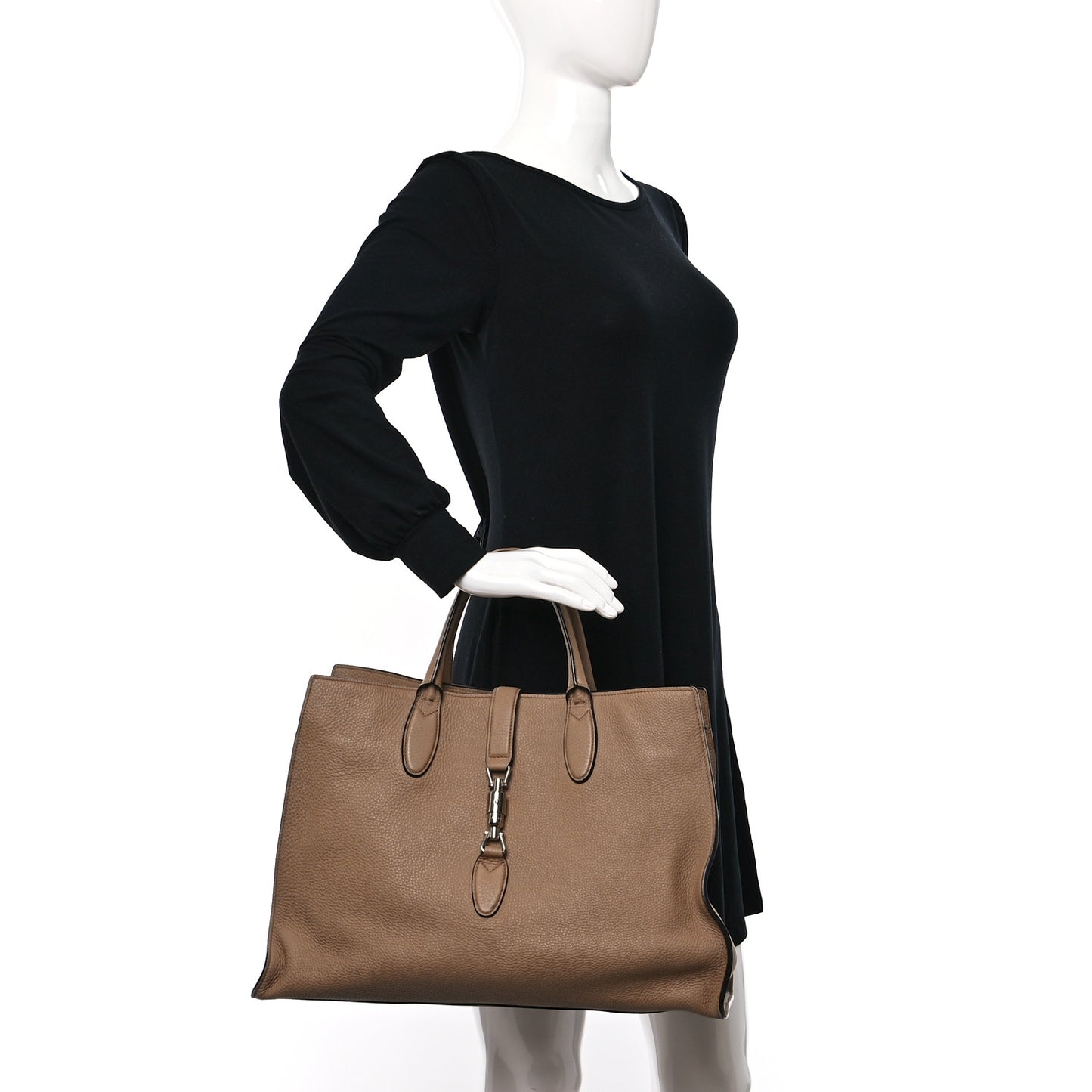 Soft Calfskin Medium Jackie Top Handle Bag Beige