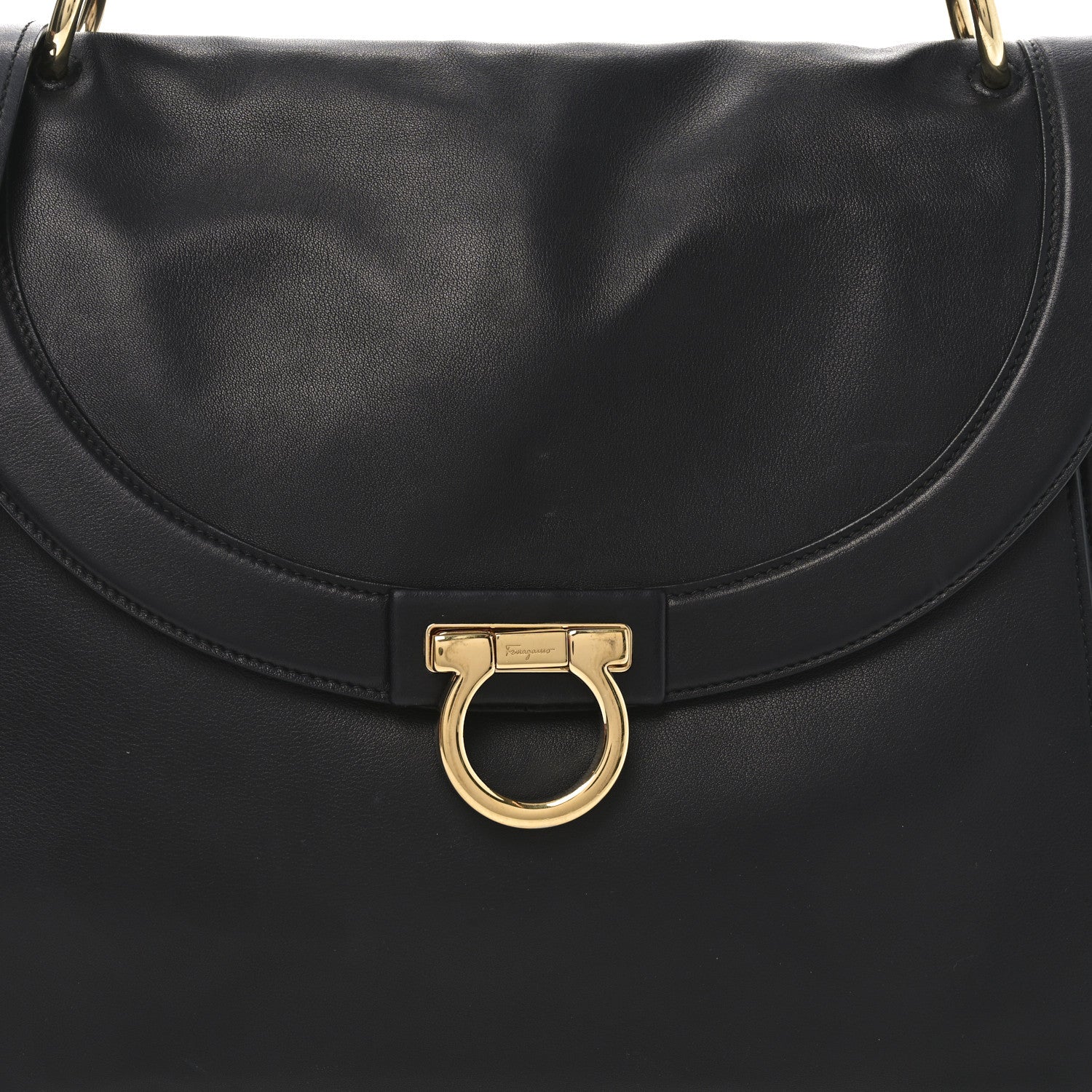 Salvatore Ferragamo Calfskin Sofia Rainbow Top Handle Bag Black 7 of 9