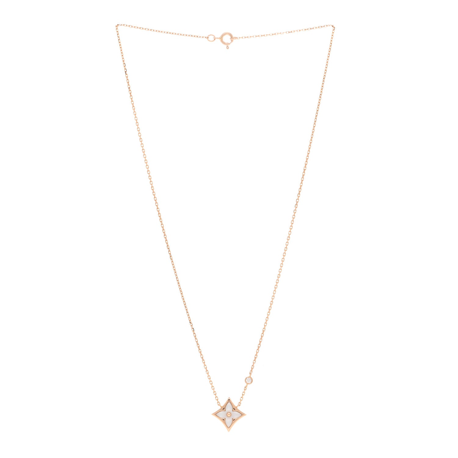 Louis Vuitton 18K Pink Gold Diamond Mother of Pearl Color Blossom BB Star Pendant Necklace 3 of 6