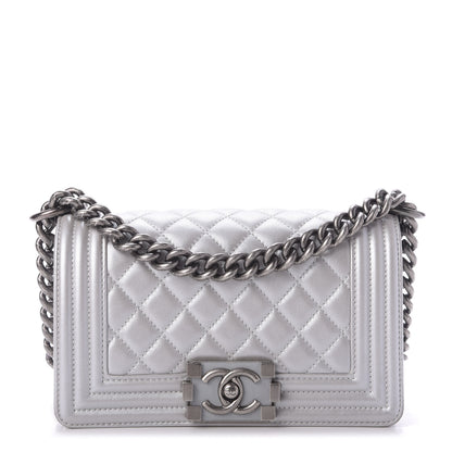 Chanel Metallic Calfskin Quilted Small Boy Flap Silver 1 of 10