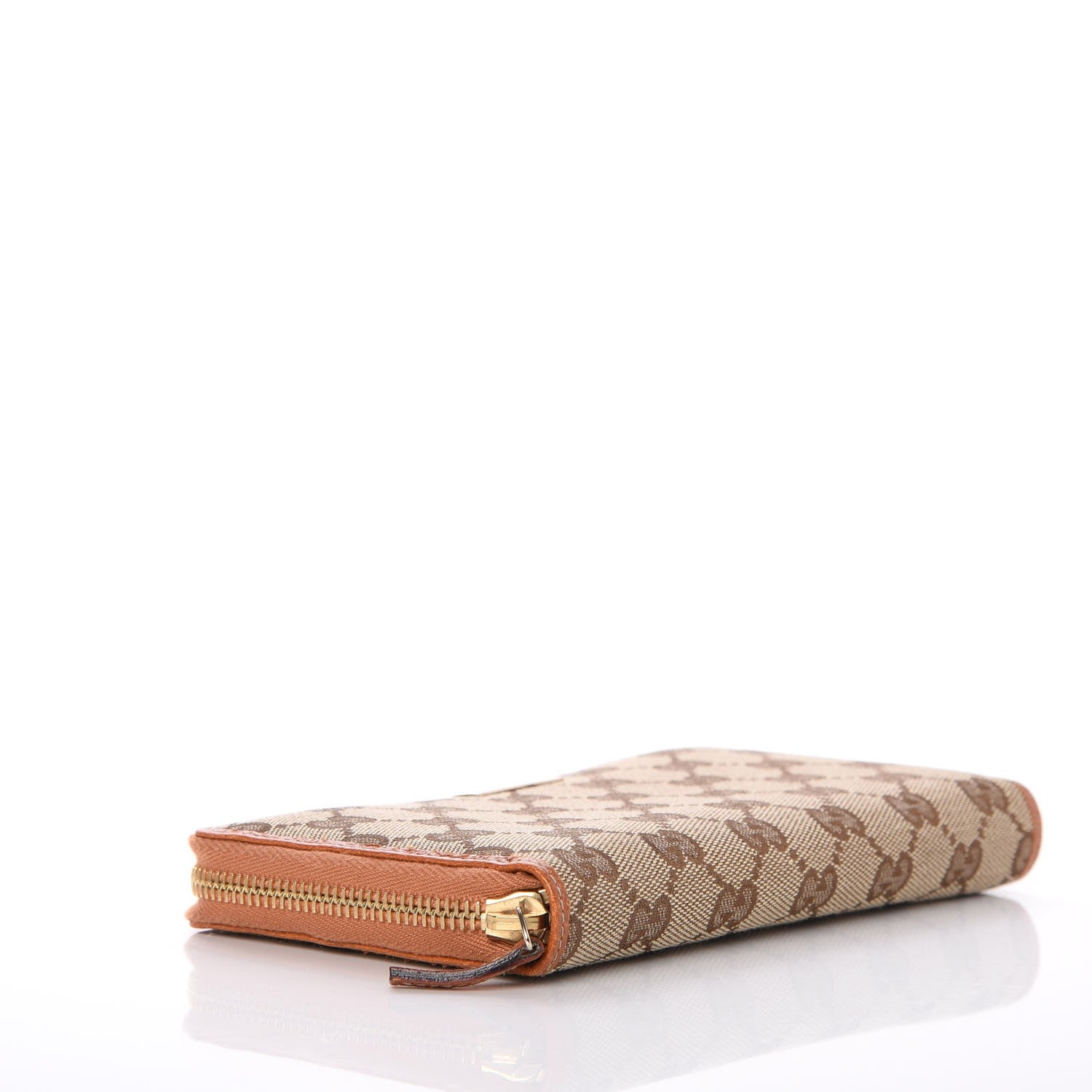 Gucci Monogram Metal Bar Zip Around Wallet Tan 4 of 8
