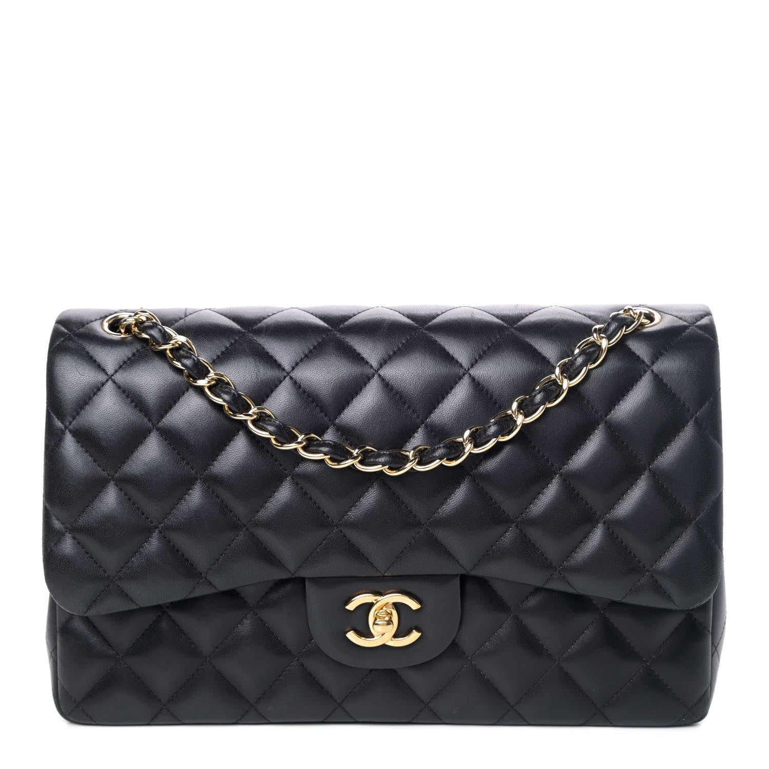 Chanel Lambskin Quilted Jumbo Double Flap Black 1 of 4
