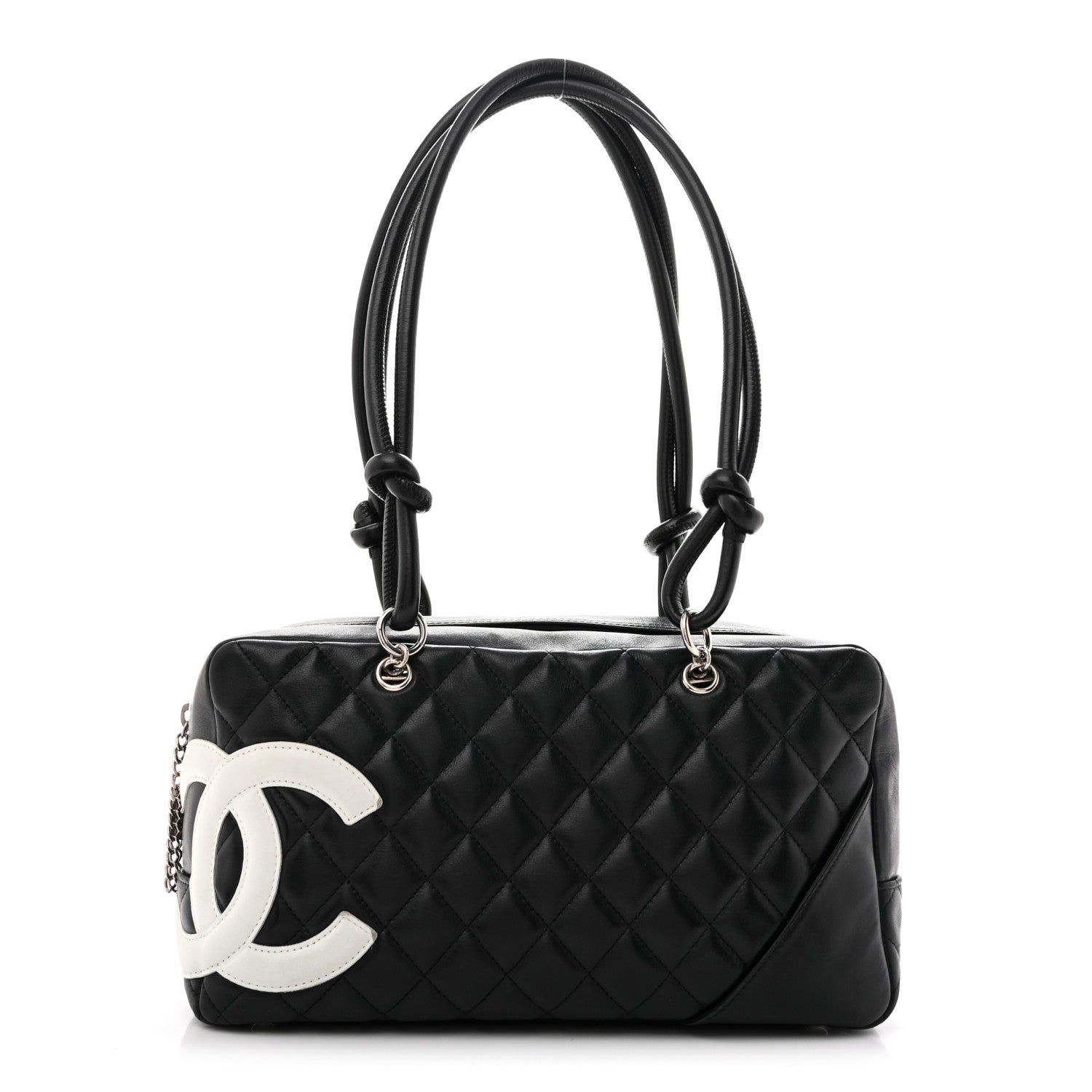 Chanel Calfskin Quilted Large Cambon Bowler Black White 1 of 13