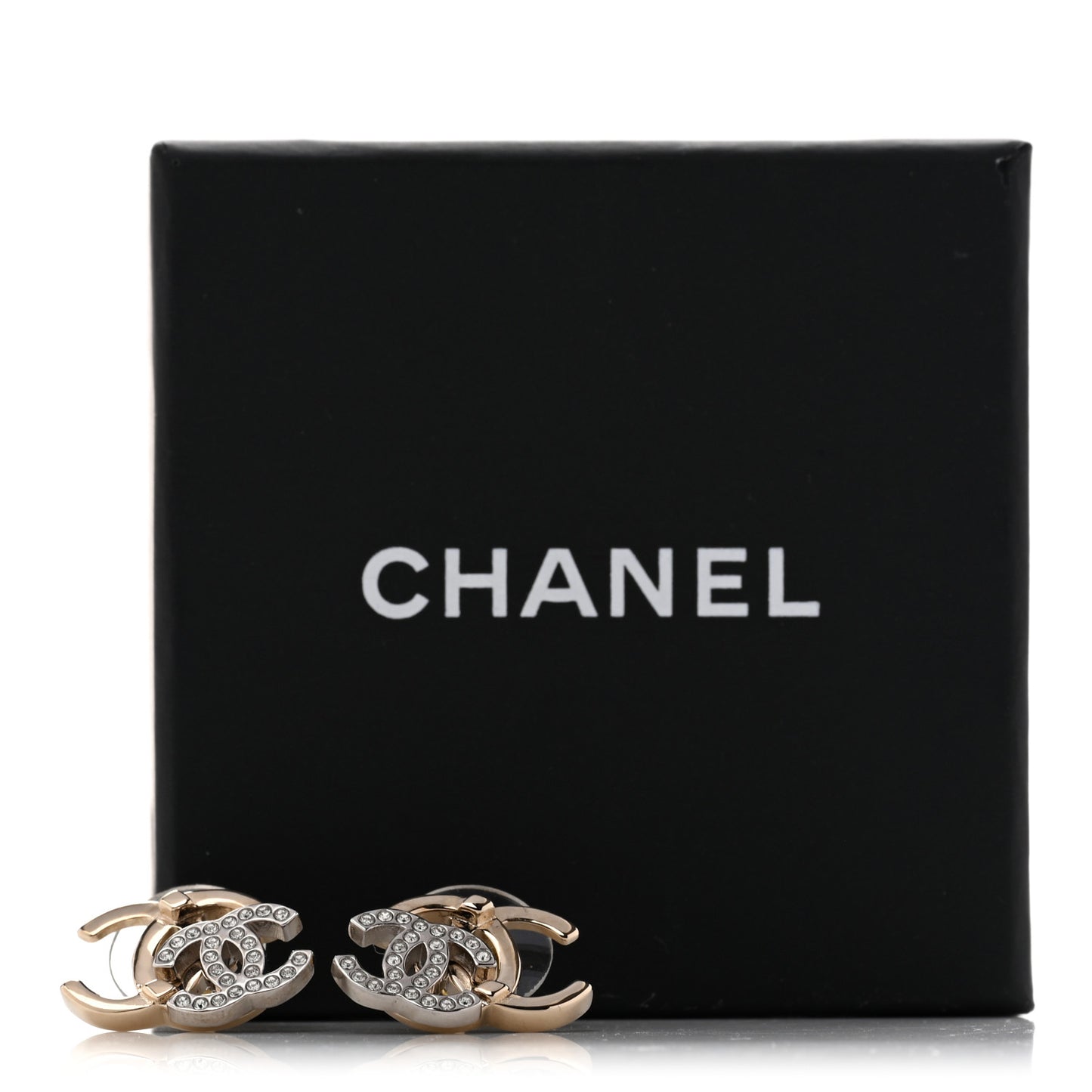 Crystal Double CC Earrings Gold Silver