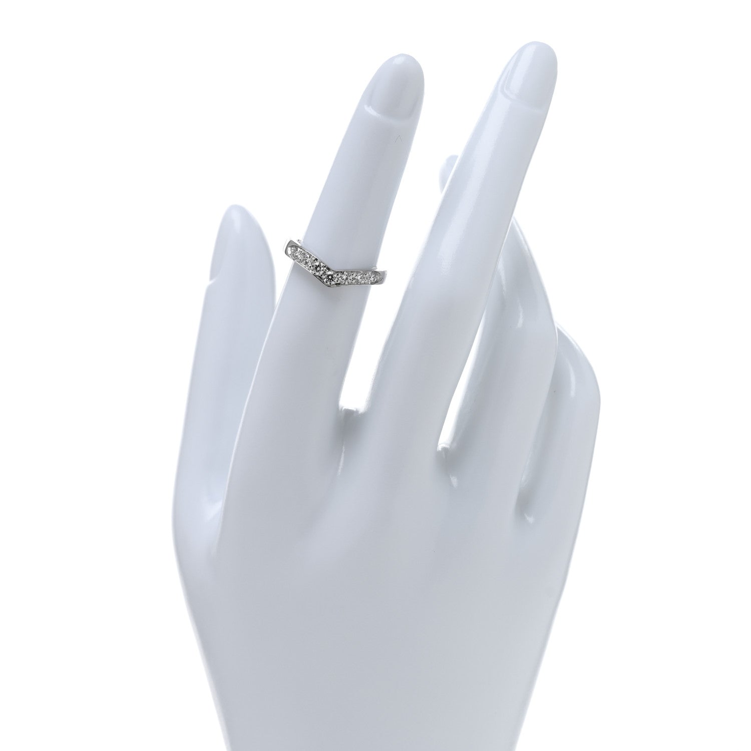 Tiffany Platinum Diamond V Band Ring 49 5 2 of 4
