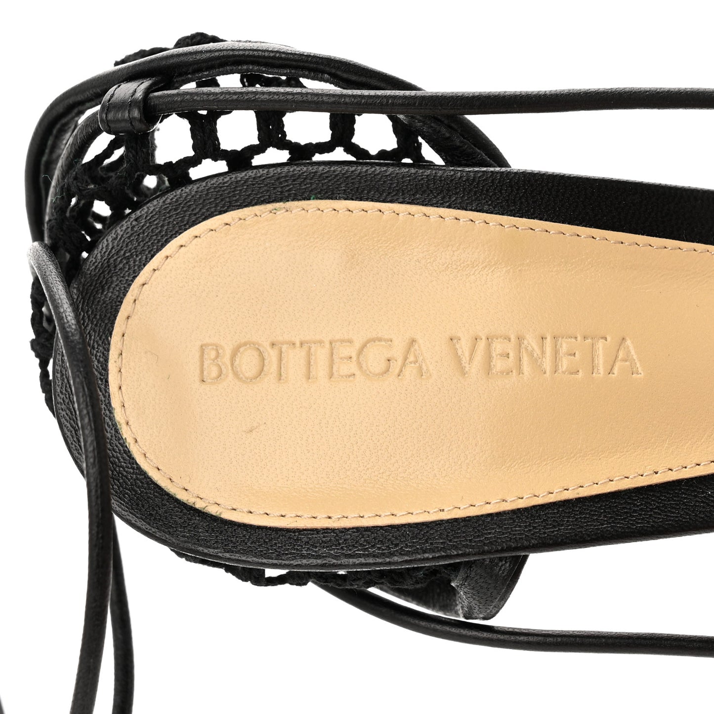 Mesh Nappa Stretch Ankle Tie 90mm Sandals 39 Black