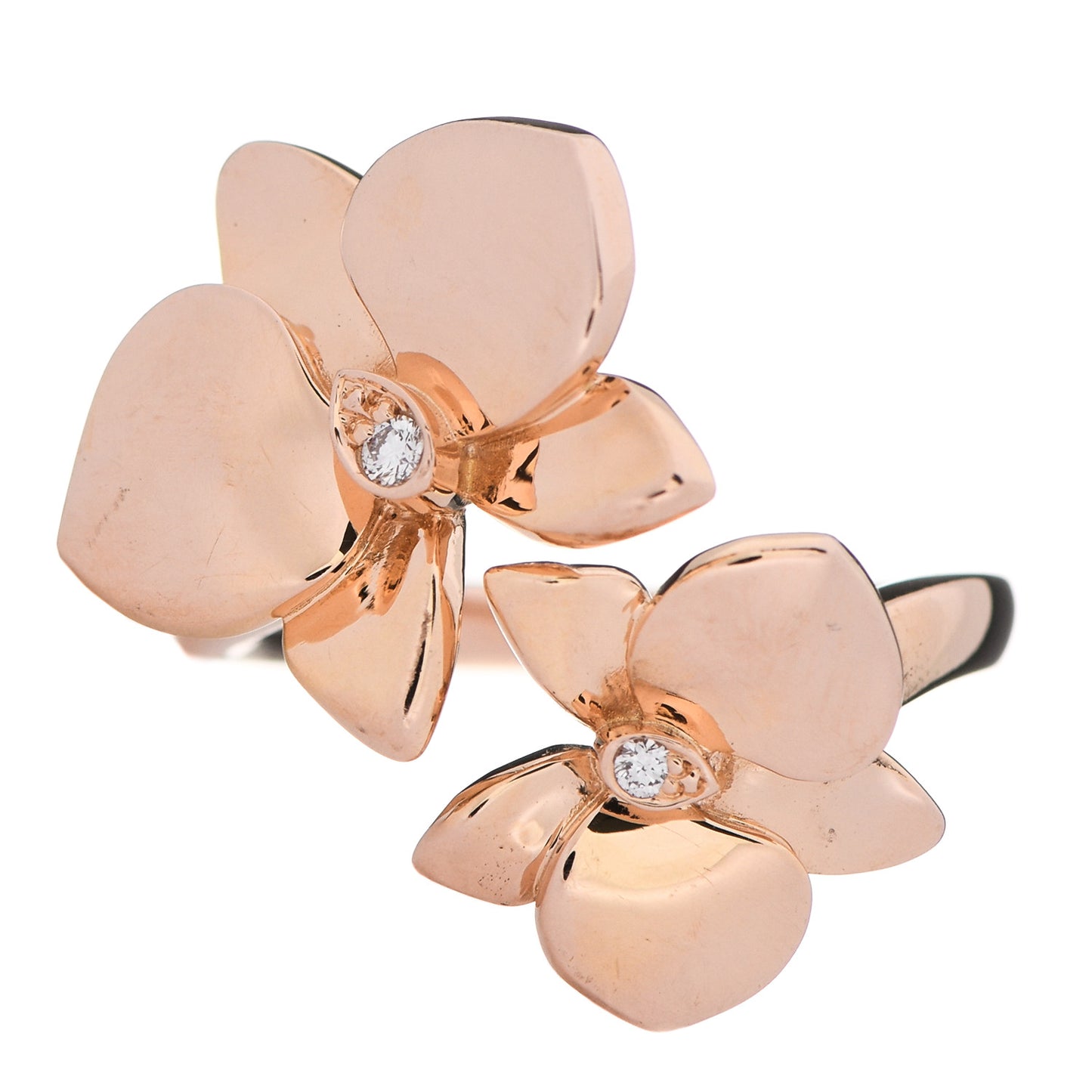 18K Pink Gold Diamond Caresse D'Orchidees Par Cartier Ring 52 6