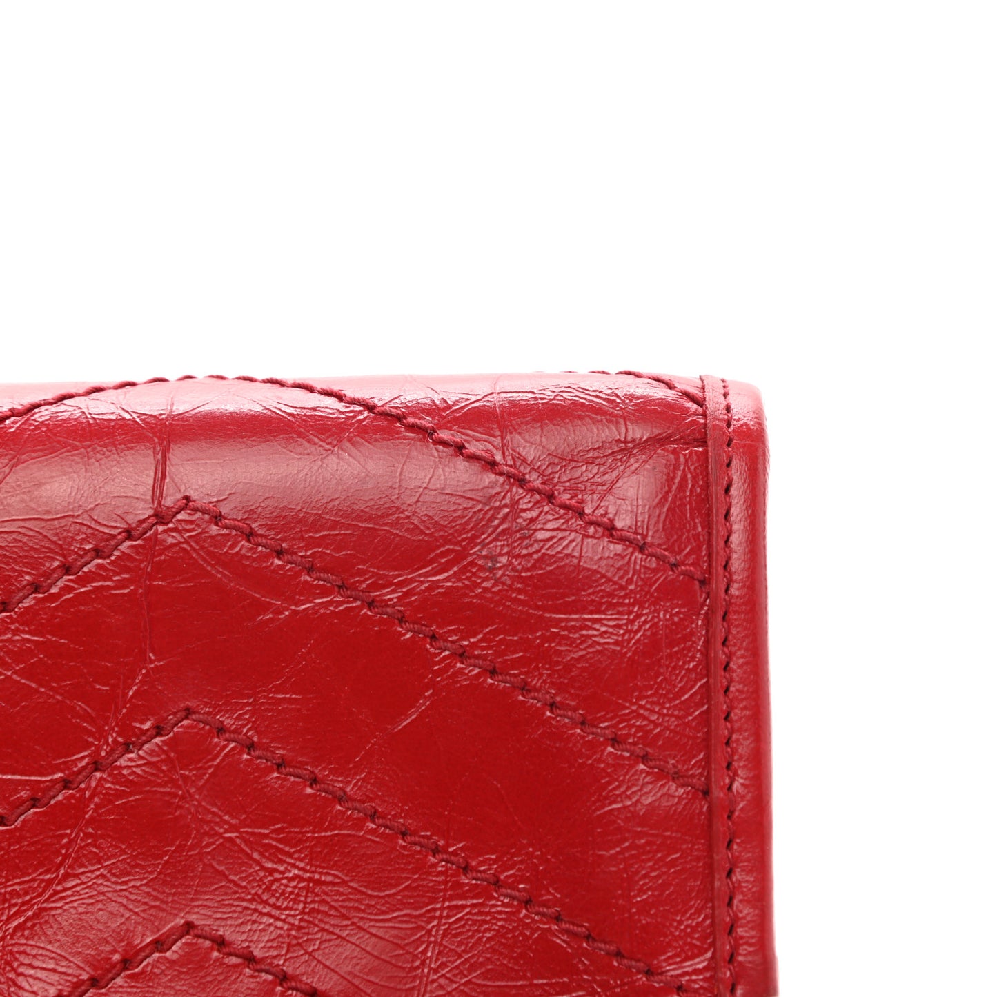 Crinkled Calfskin Matelasse Monogram Niki Compact Wallet Red